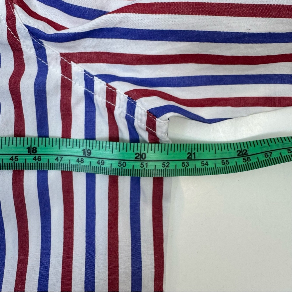 J. Crew Stripe Boy Button Up Down Front Shirt Blue Red Trifecta 10 Classic - Picture 11 of 15